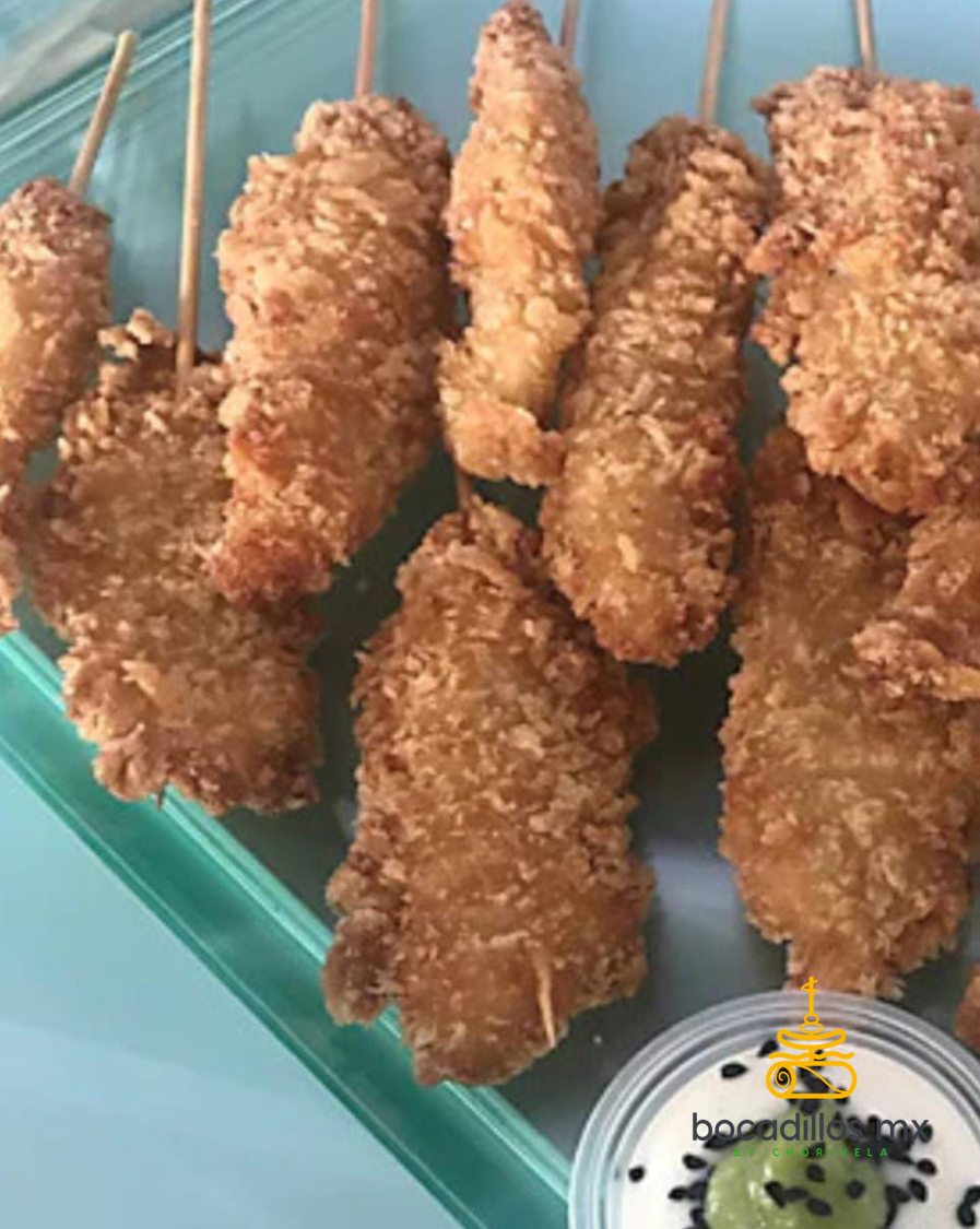 Goujons de pescado blanco con mayonesa de lima