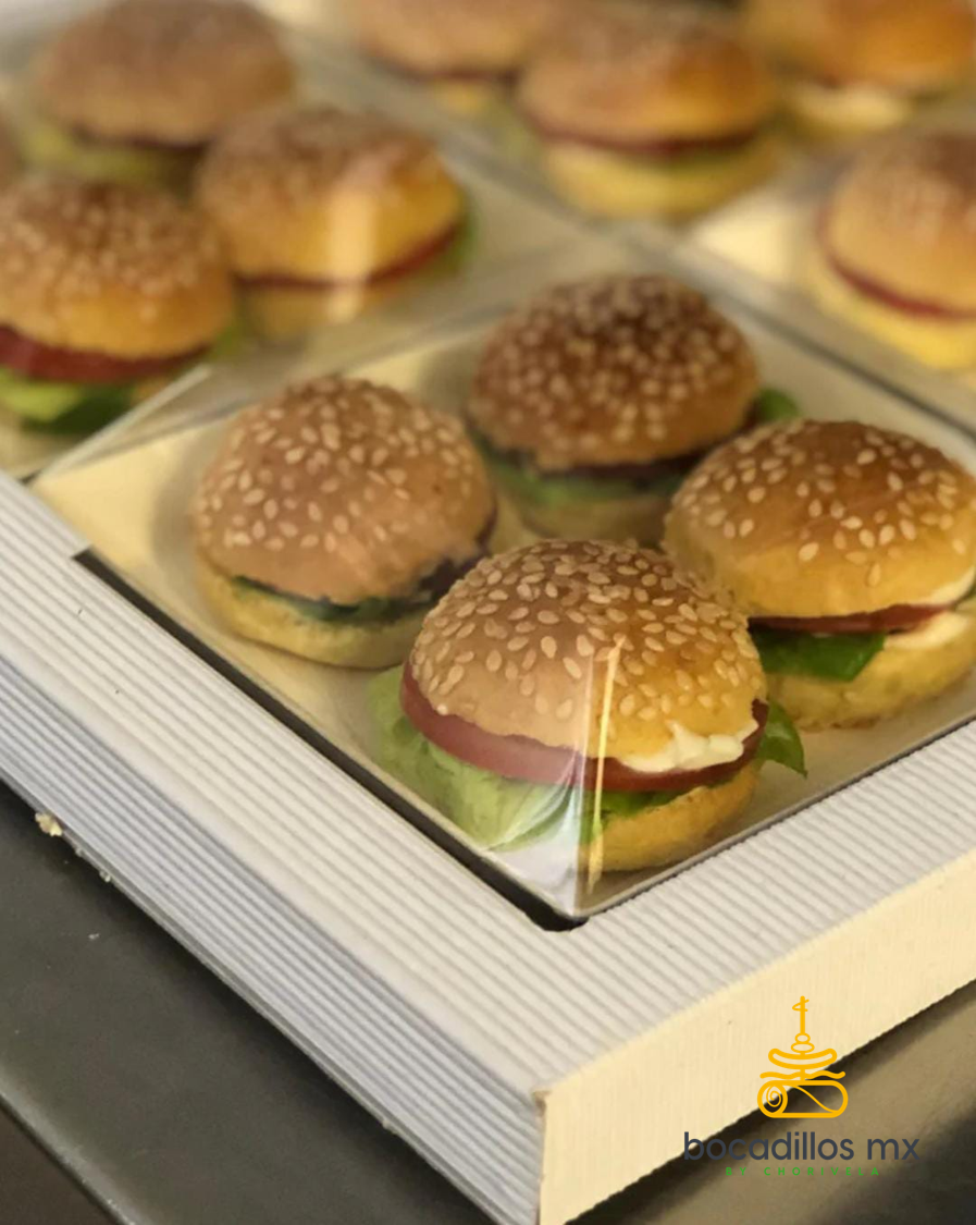 Mini Sandwiches - Kit mini hamburguesas de CARNE, PESCADO O POLLO (Bandeja con 15 piezas)